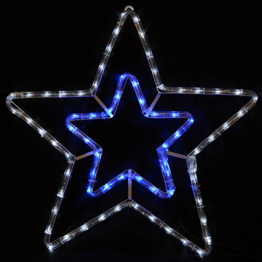 Mr Crimbo Star Rope Light White Blue Flashing LED 55cm